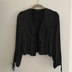 Top shop polka dot triple bow cropped blouse